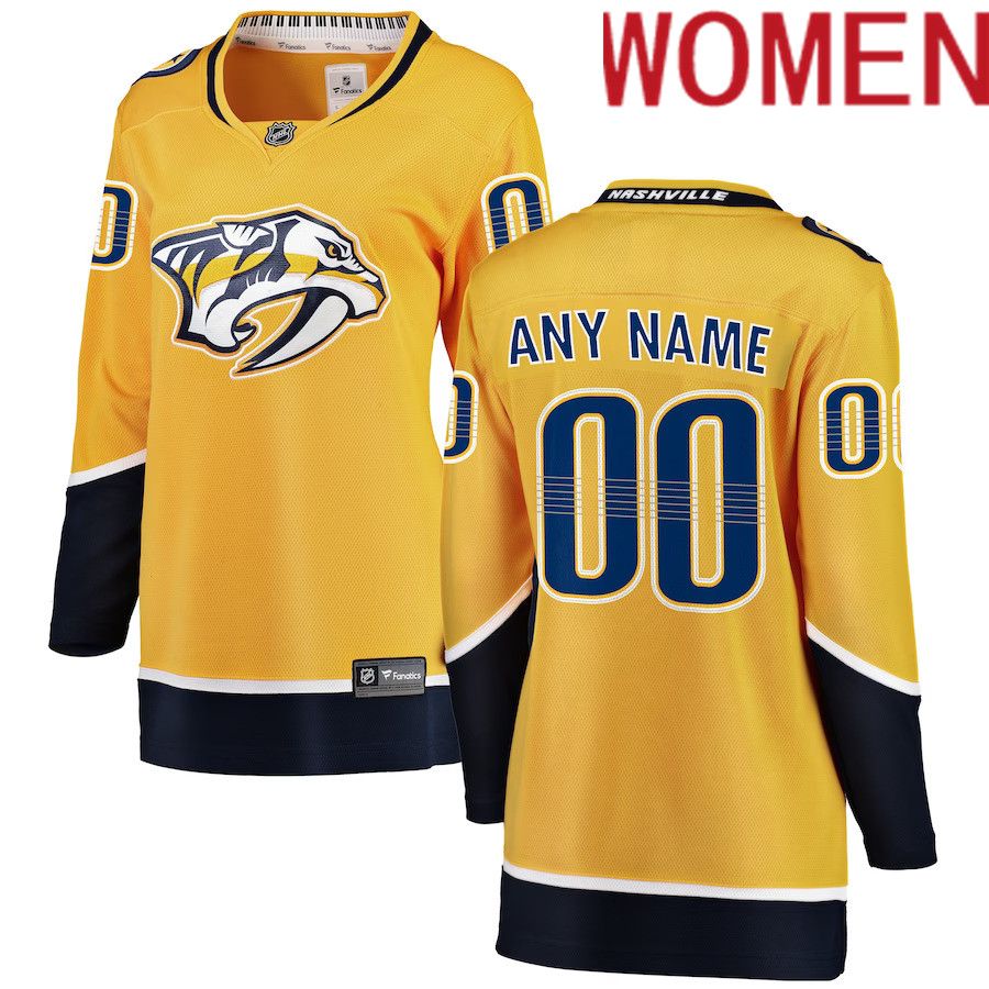 Women Nashville Predators Fanatics Branded Yellow Home Breakaway Custom NHL Jersey